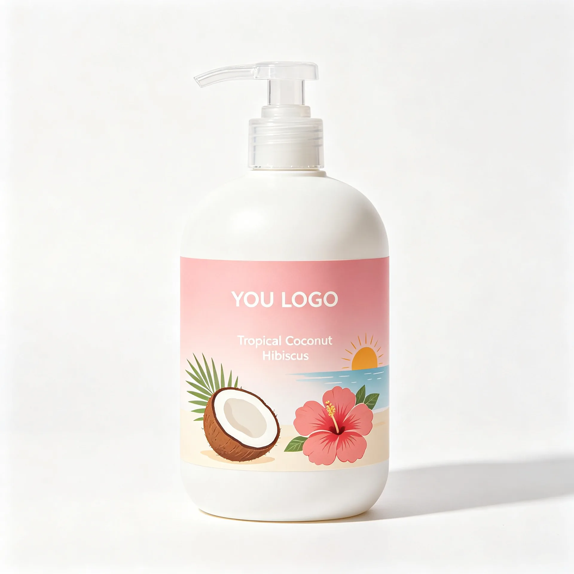 Tropical Coconut Hibiscus Body Wash — White Tropical Label