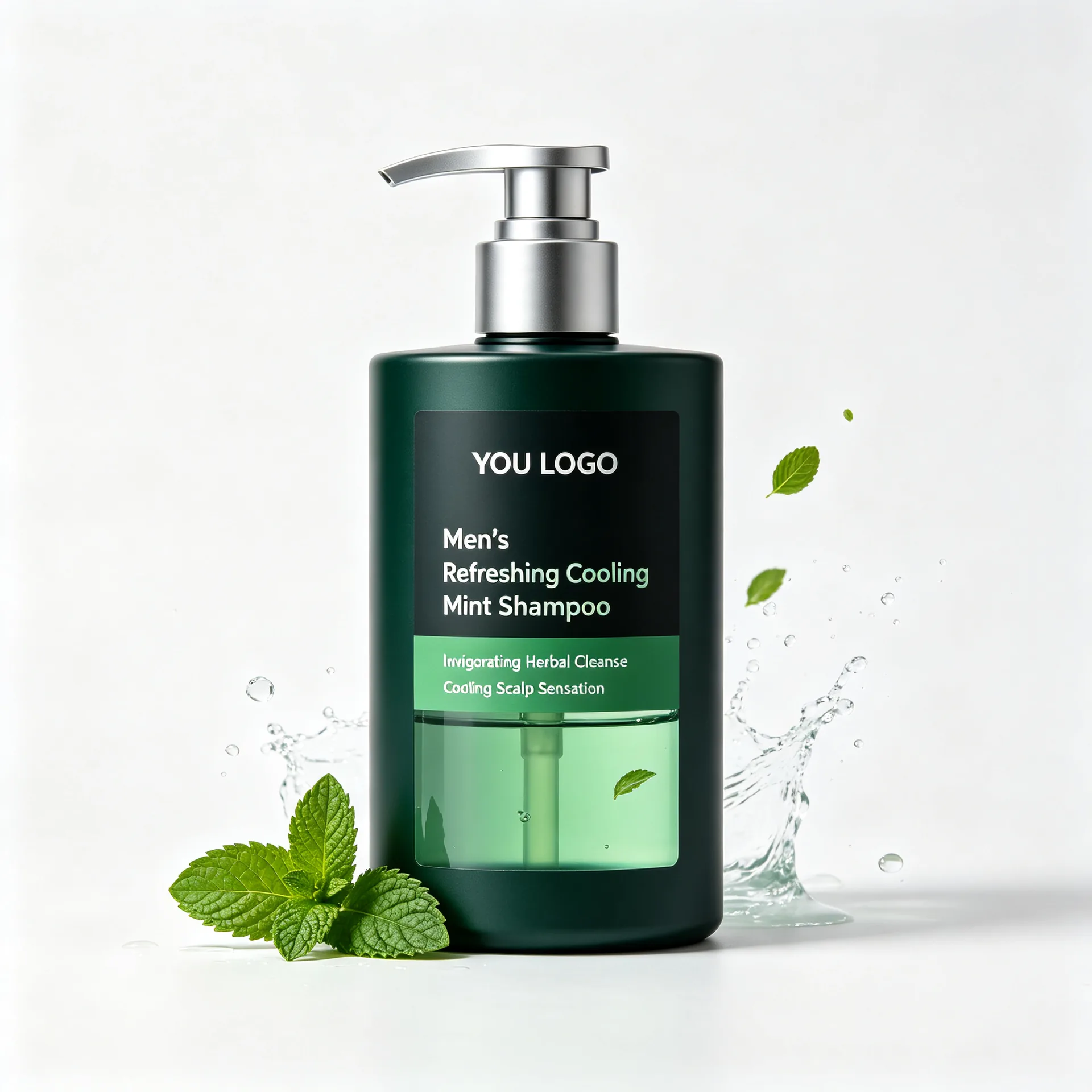 Cool Herbal Fresh Mint Shampoo — Deep Forest Green Pump