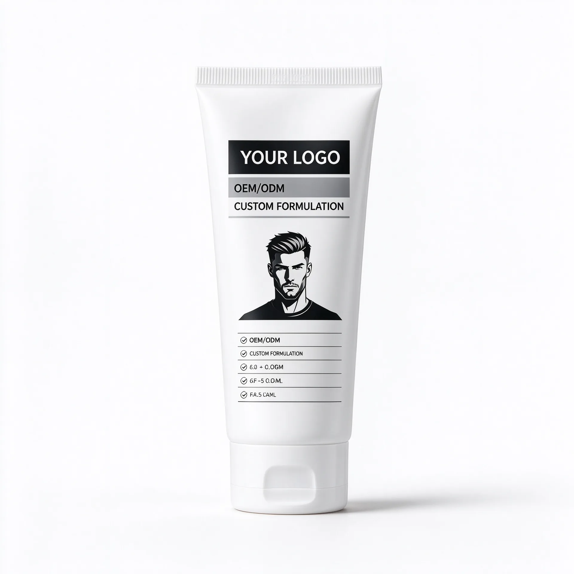 Beard & Face Wash — White Tube with Man Graphic