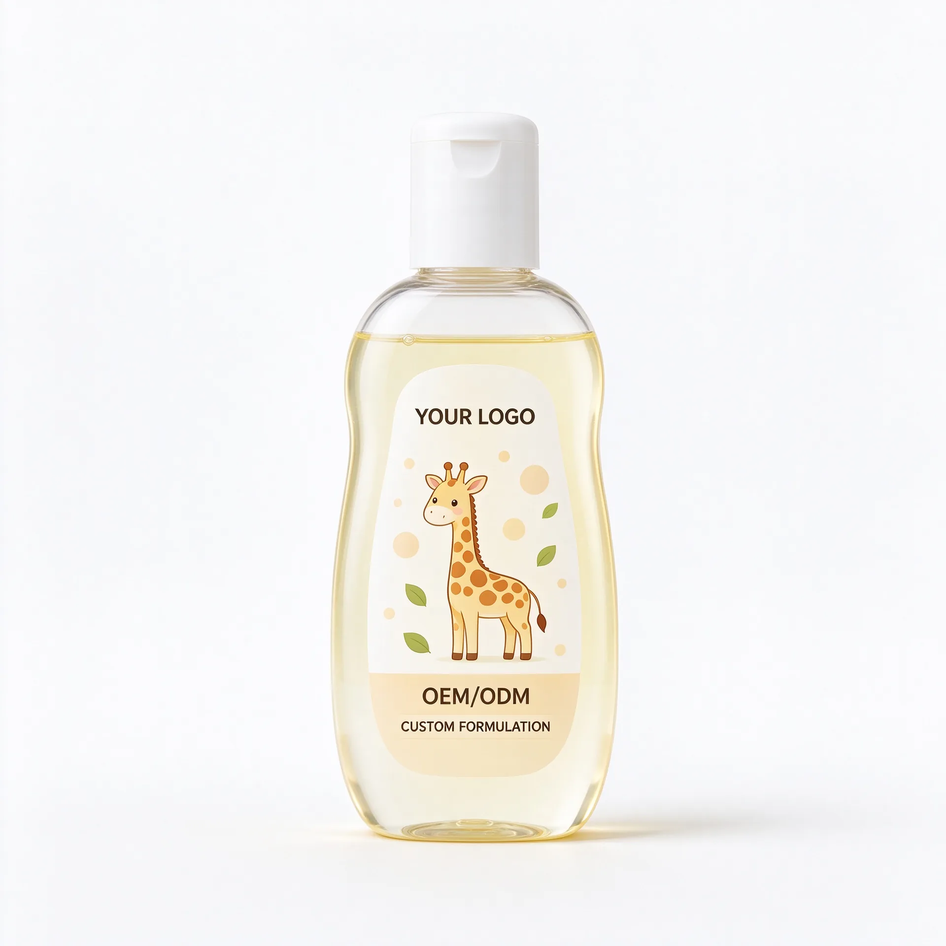 Baby Massage Oil — Clear Giraffe Print Bottle