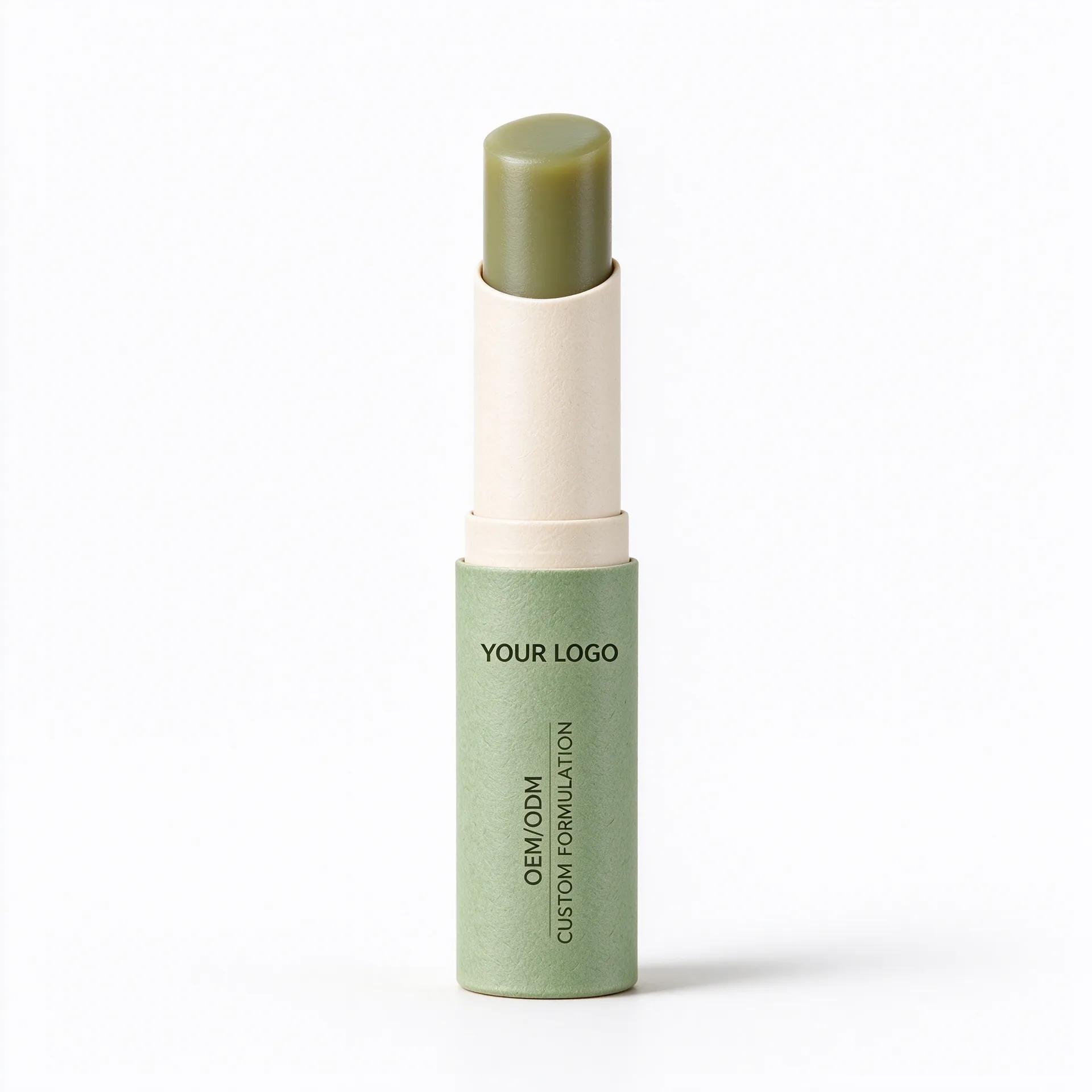 Green Tea Lip Balm — Sage Green Bullet with Cream Cap